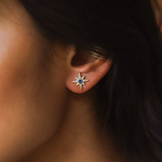 Ursa Birthstone Star Stud Earrings | 18K Gold Plated - Earrings