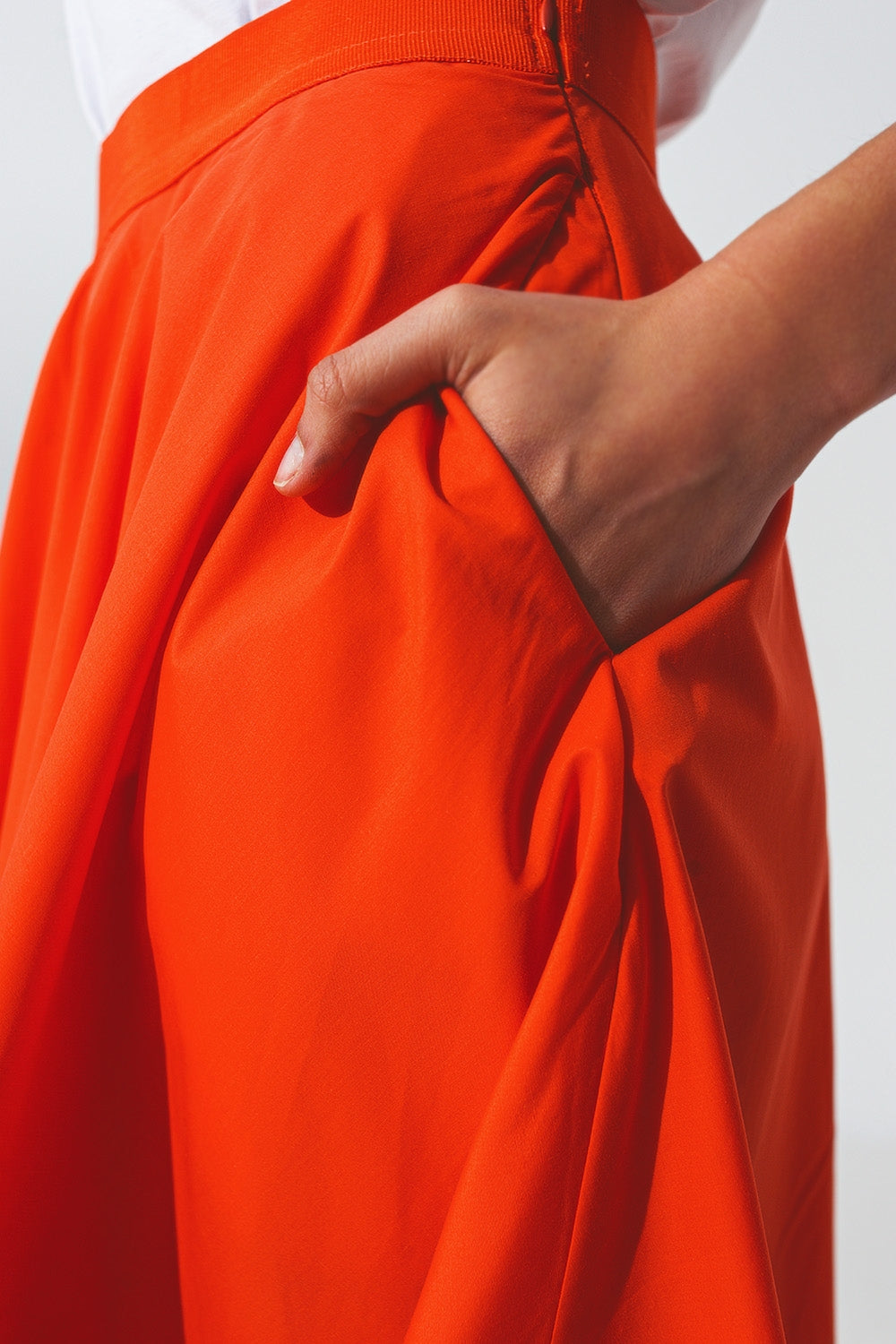 A-line skirt with elastic waist band in Orange - Pants