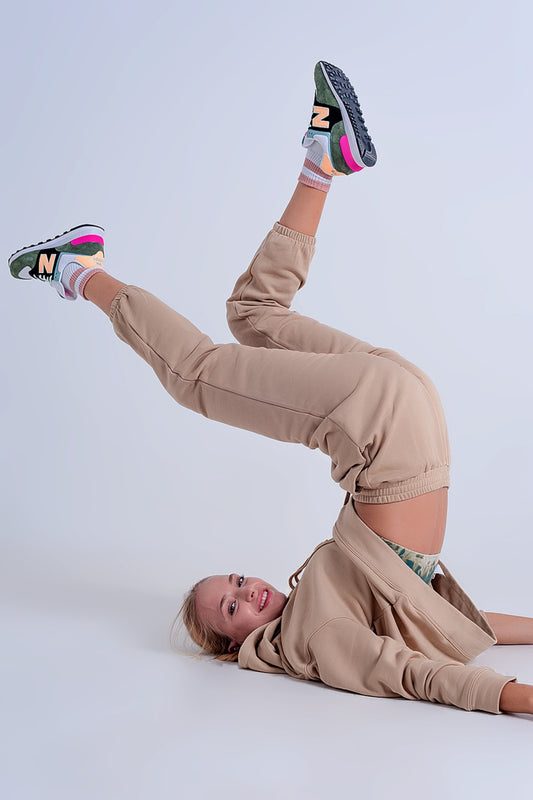 Adjustable waistband joggers in beige - Trousers