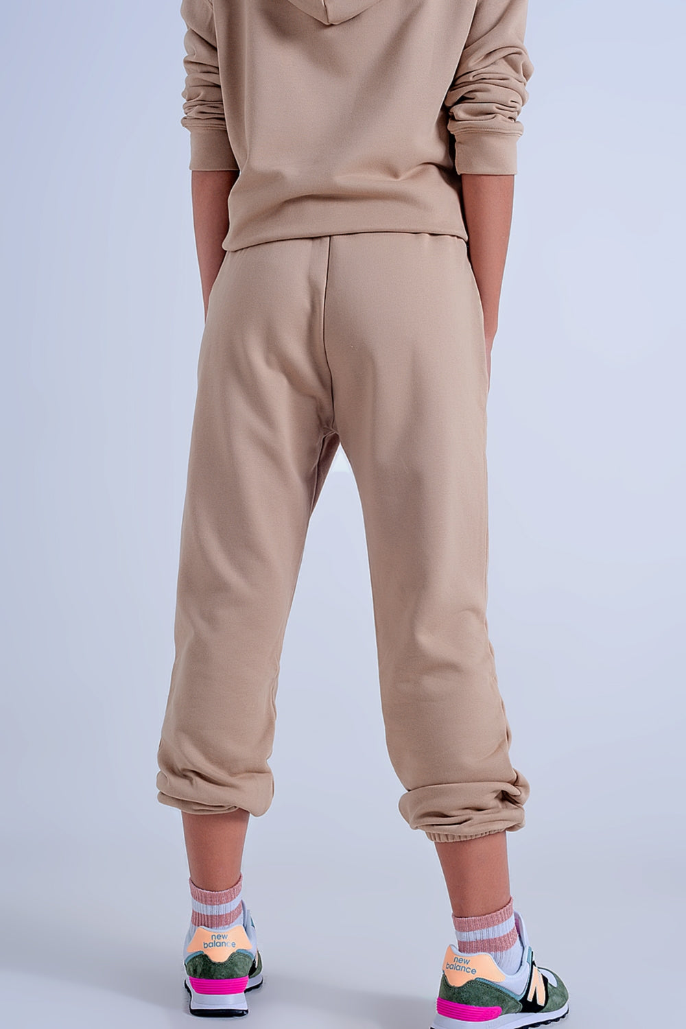 Adjustable waistband joggers in beige - Trousers