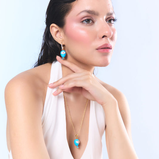 Sahi London Age of Innocence Blue Eye Dangle Earrings - EARRINGS