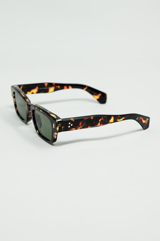 Amber Sunglasses with Dark Green Oval Lenses - Sunglasses