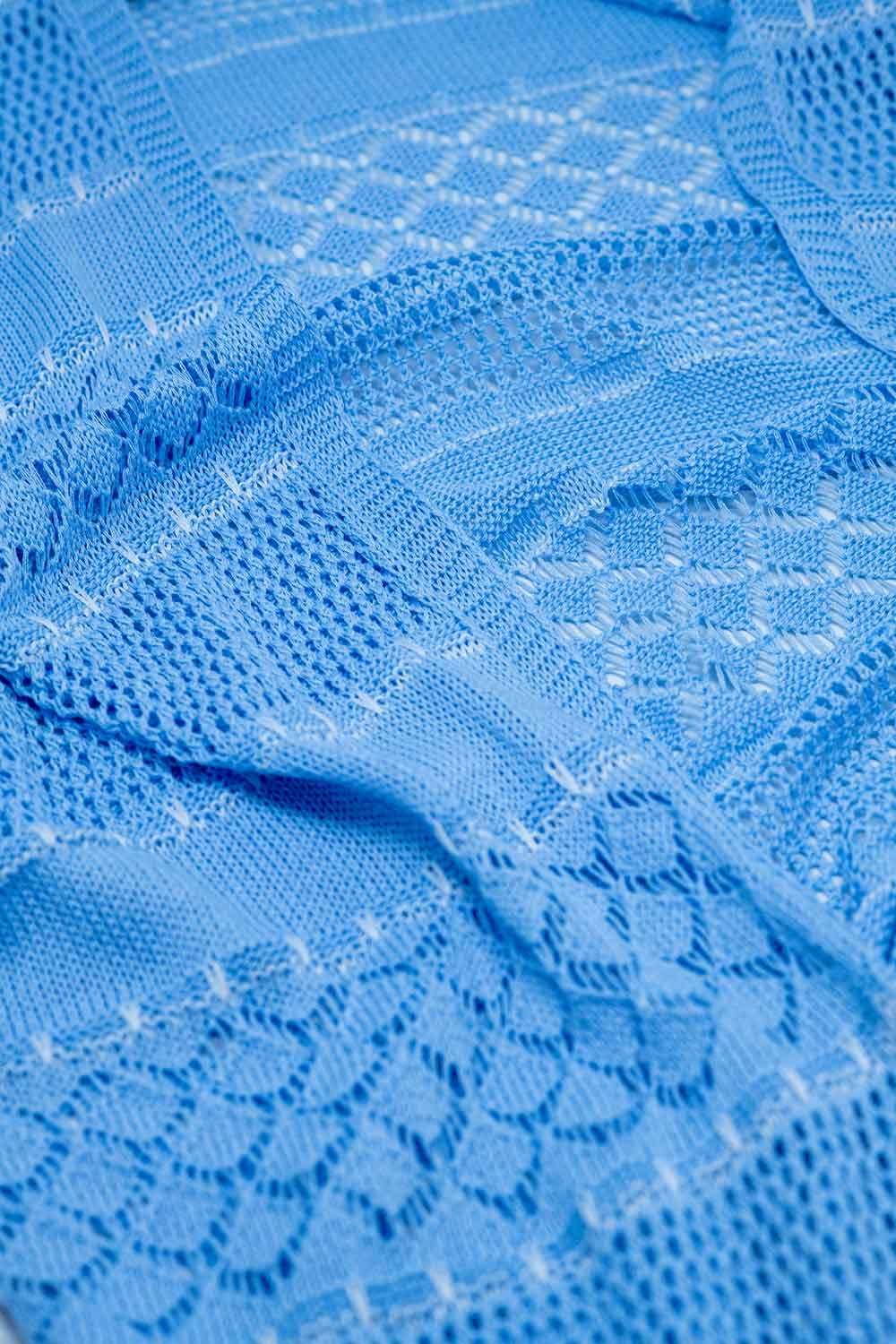 Baby Blue Crochet Maxi Cardigan With Long Sleeves - Cardigans