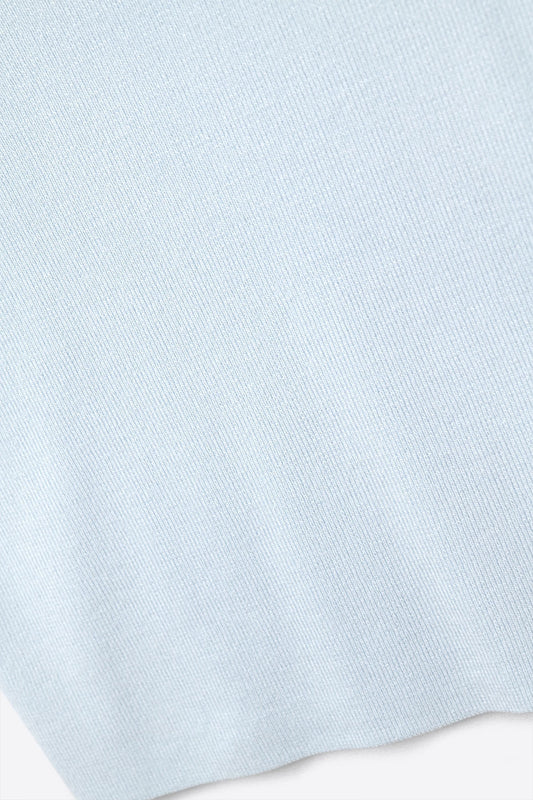 Baby Blue ribbed knit top with V-neck and spaghetti straps - Sweaters