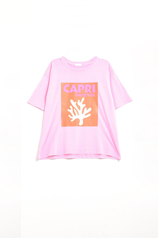 Baby Pink Capri Dolce Vita T-shirt Made in Italy - T-Shirts
