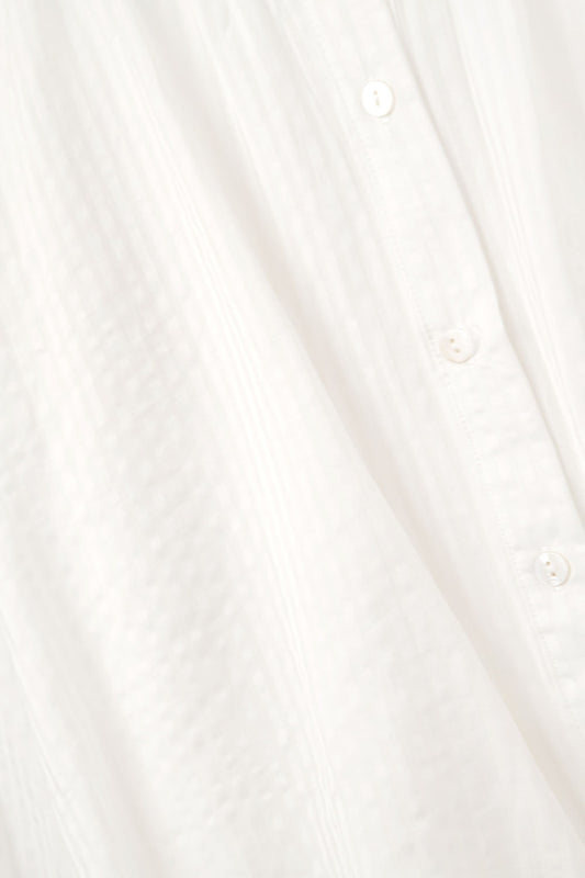 Balloon-Sleeve Striped Blouse in White - Blouses