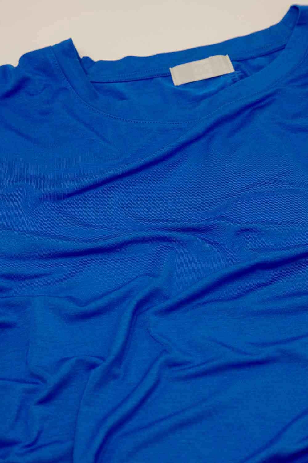 Basic Blue Crew Neck viscose T-shirt - T-Shirts