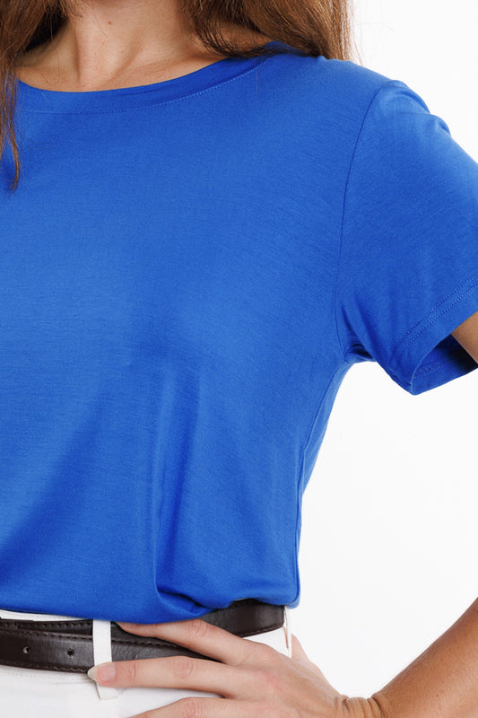 Basic Blue Crew Neck viscose T-shirt - T-Shirts