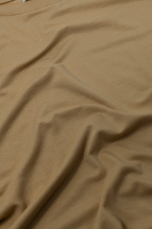 Basic Camel Crew Neck viscose T-shirt - T-shirts