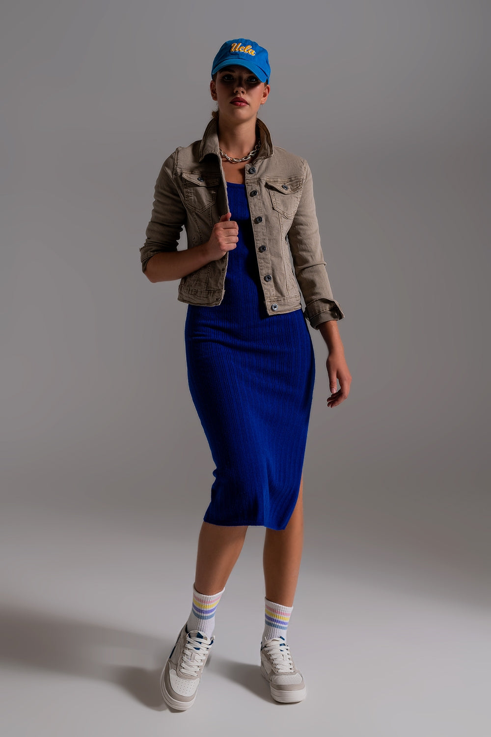 Basic Denim Jacket With Pockets in Beige - Jackets