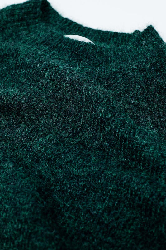 Basic Knited Crew Neck Sweater in Emerald Green - Jumpers