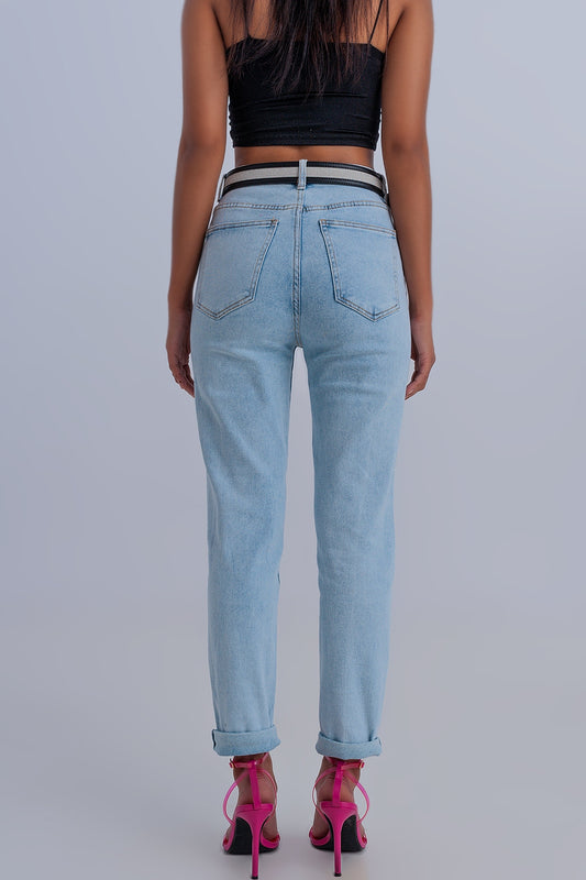 Basic mom jean in light blue - Jeans
