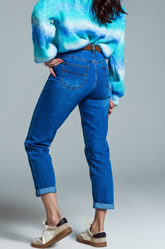 Basic Skinny Leg Jeans In Stretch Denim In Mid Wash - Jeans