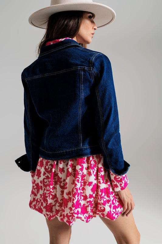 Basic Stretch Denim Jacket in Dark Wash - Jackets