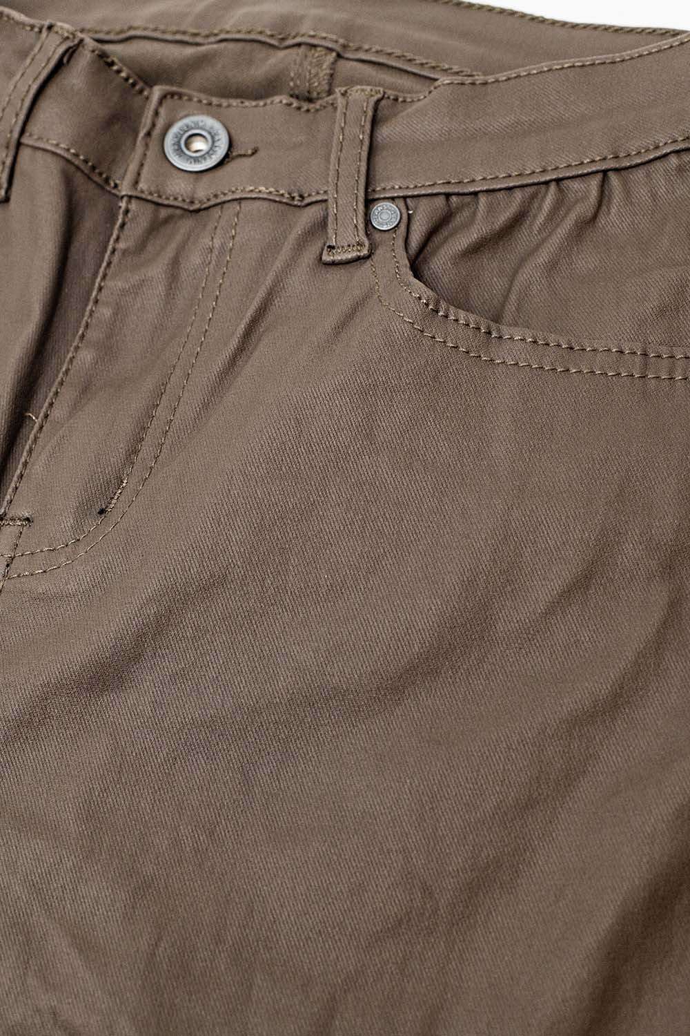 Beige Faux Leather Super Skinny Pants - Trousers