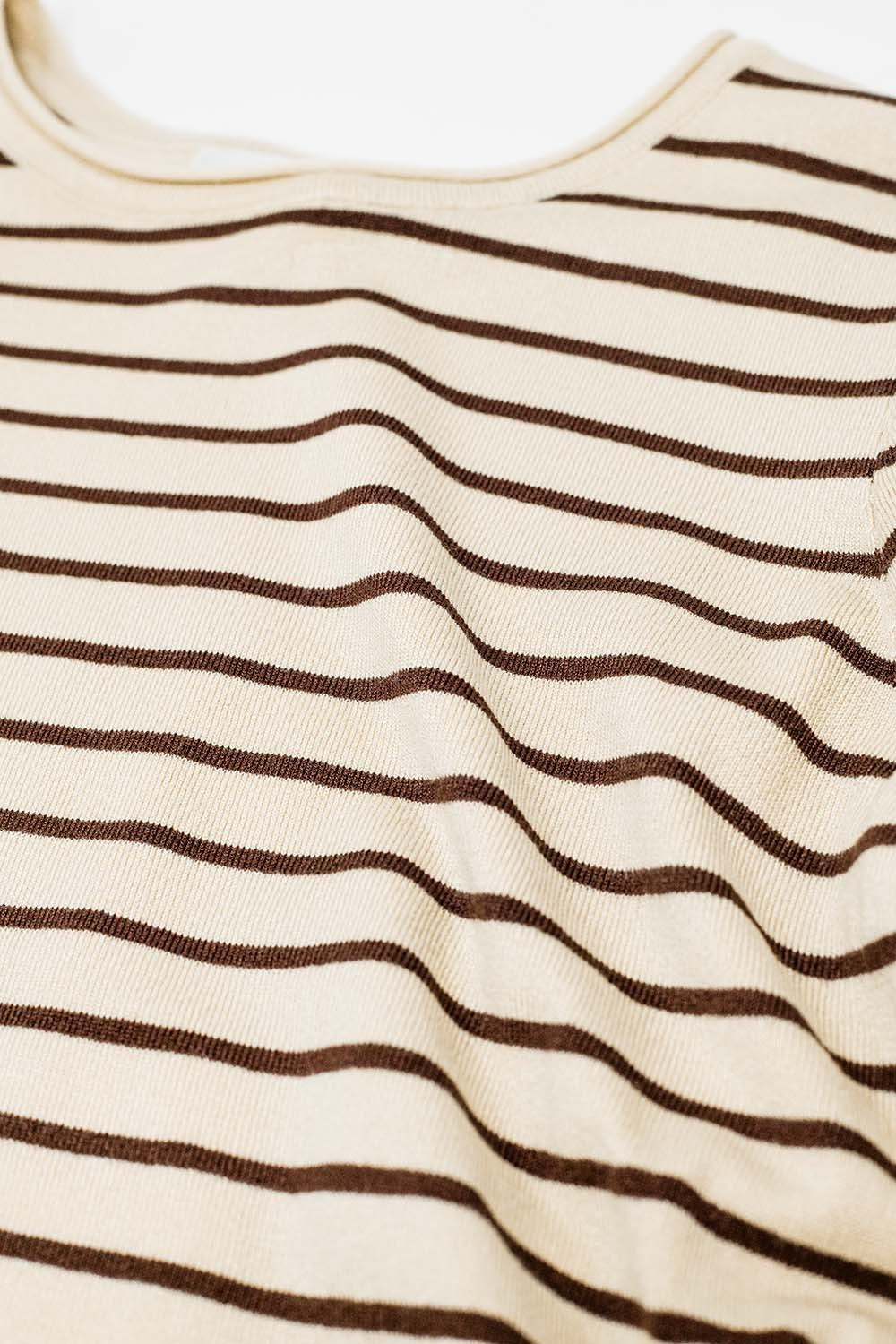 Beige fine knit striped sweater - Jumpers