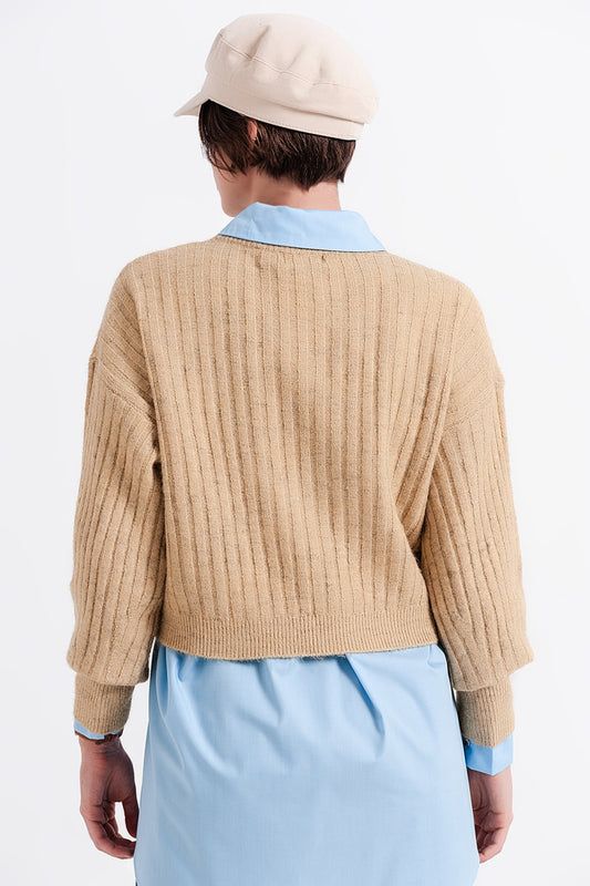 Beige sweater in stripe - Jumpers
