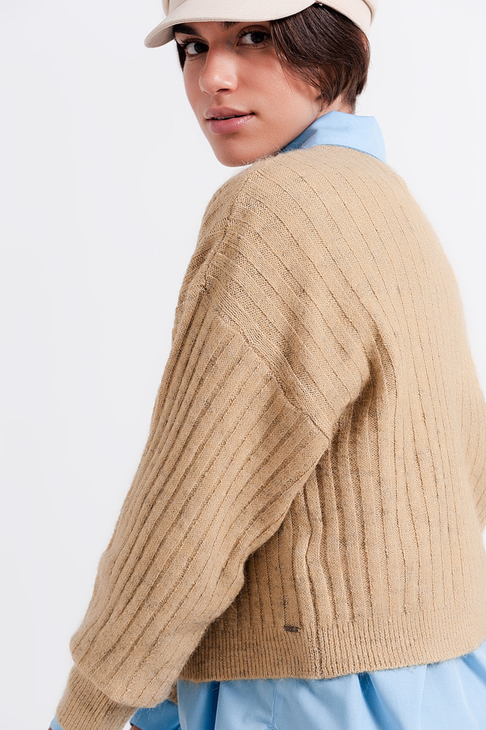 Beige sweater in stripe - Jumpers