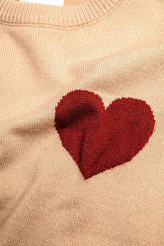 Beige sweater with red heart detail - Jumpers