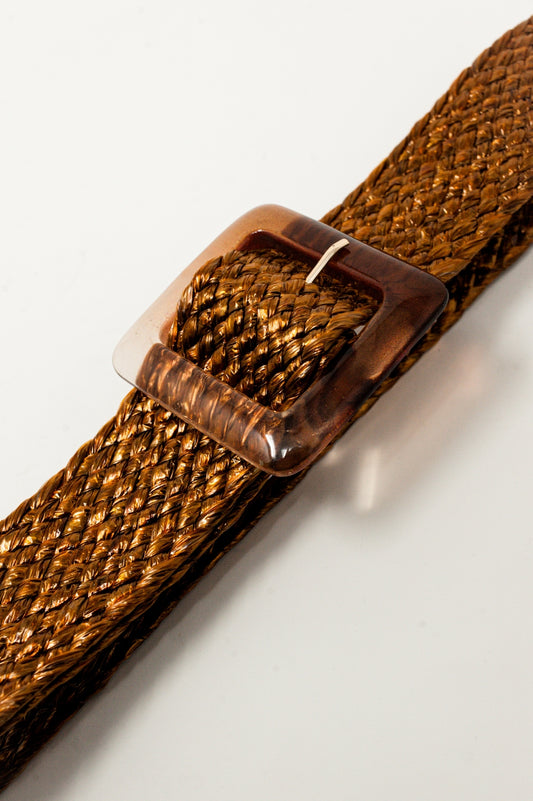belt with resin buckle in brown - Belts