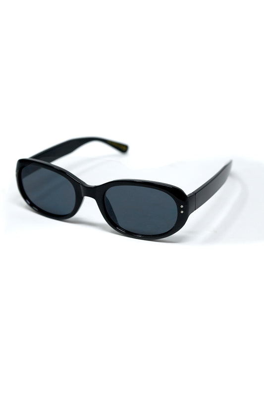 Black Acrylic Oval Oversized Sunglasses -
