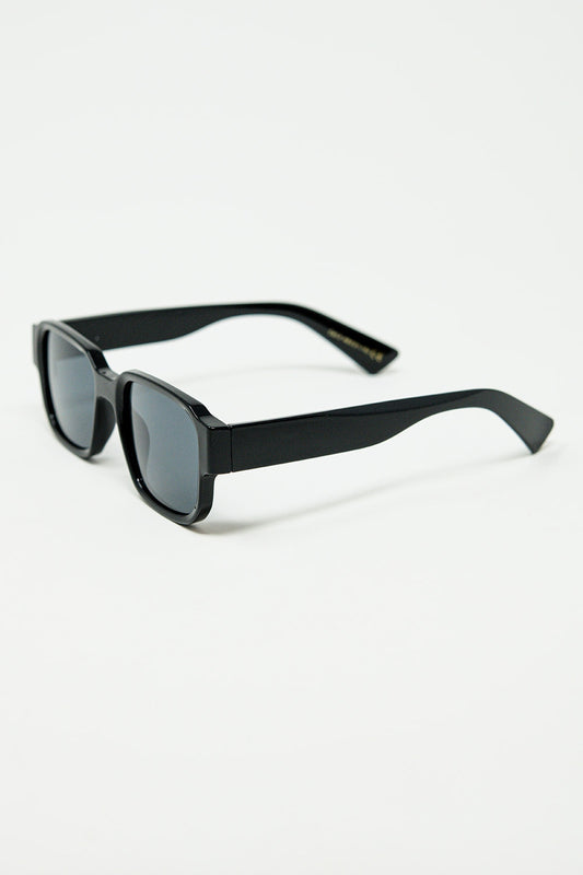 Black Chunky Square Sunglasses In Crystal Grey - Sunglasses