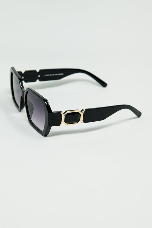 Black Diamond-Shaped Sunglasses and goldden detail - Sunglasses
