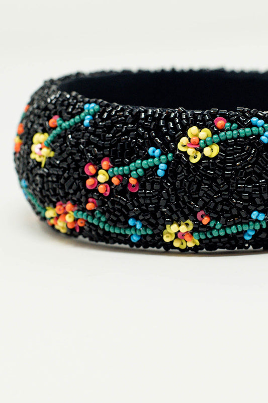 Black headband with bead embellishments - Headbands