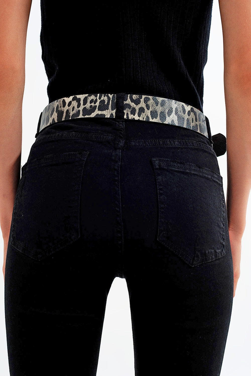 Black jagged hem skinny Stretch Jeans - Jeans