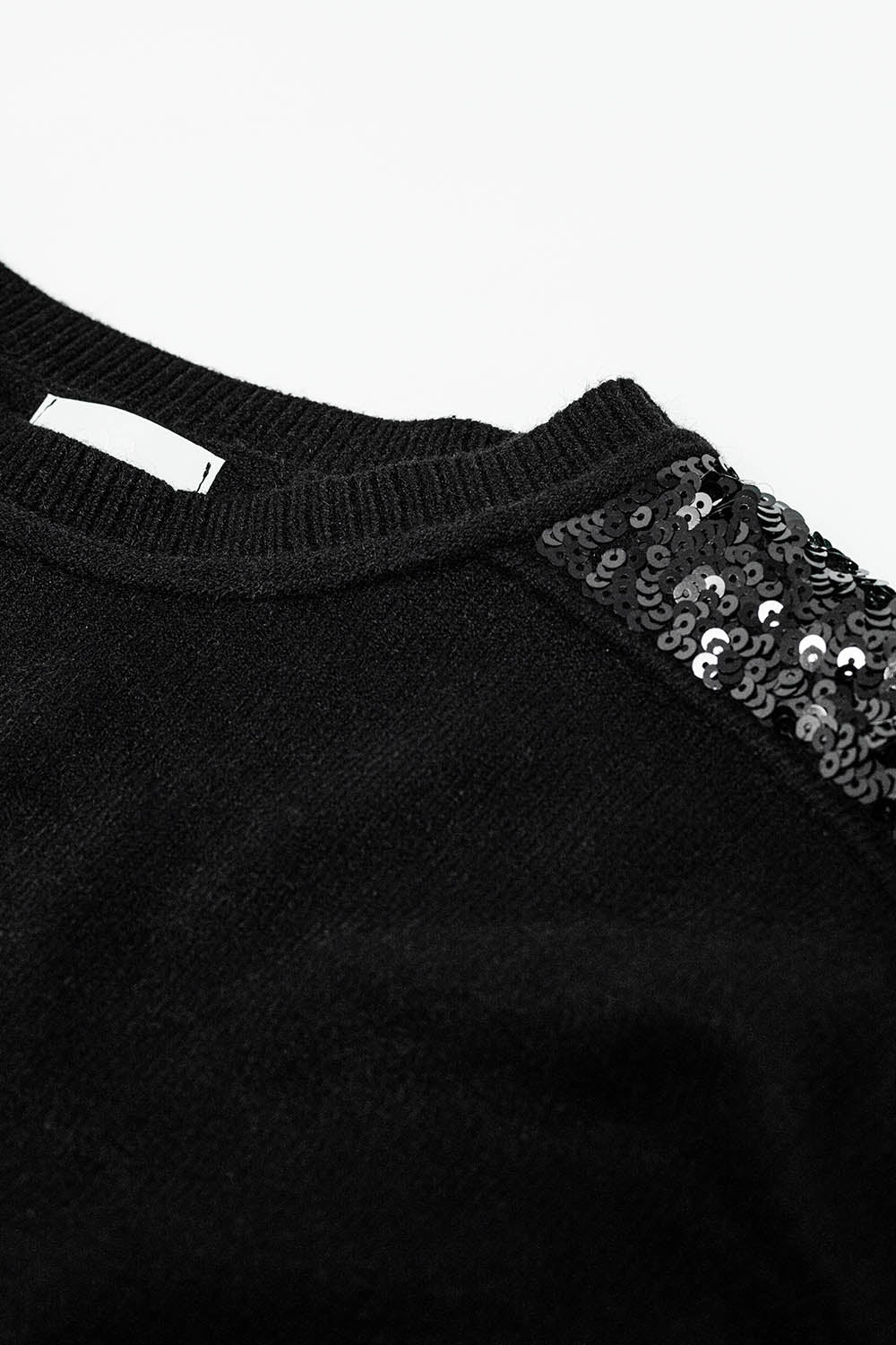 Black long sleeves sweater with sequins on the shoulders - Jumpers