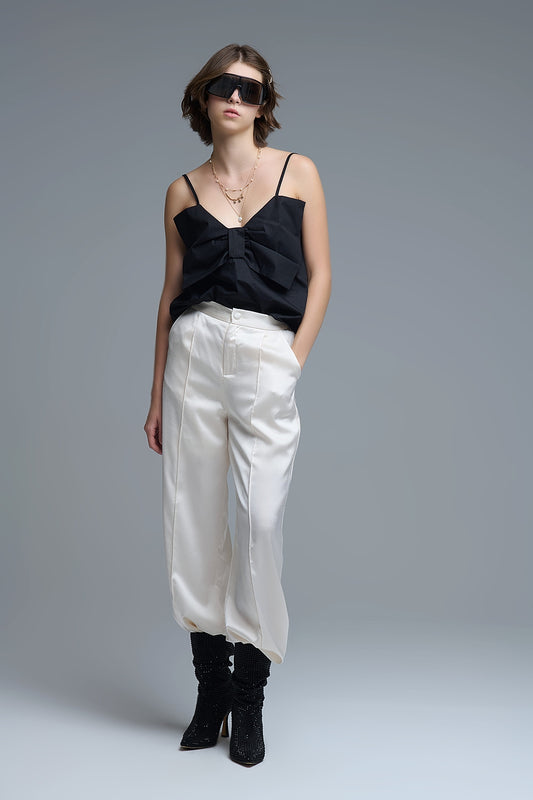 Black Poplin Crop Top for Trendy Style - Tops