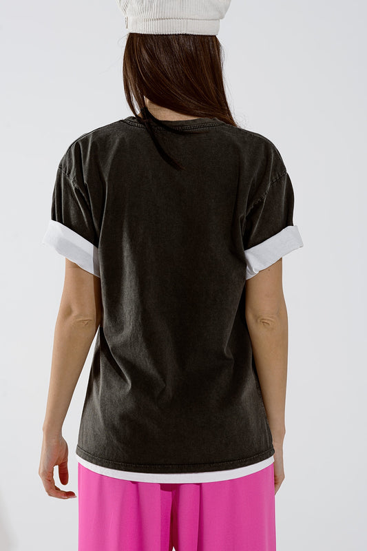 Black Relaxed t-shirt printed LA Los Angeles logo - T-Shirts