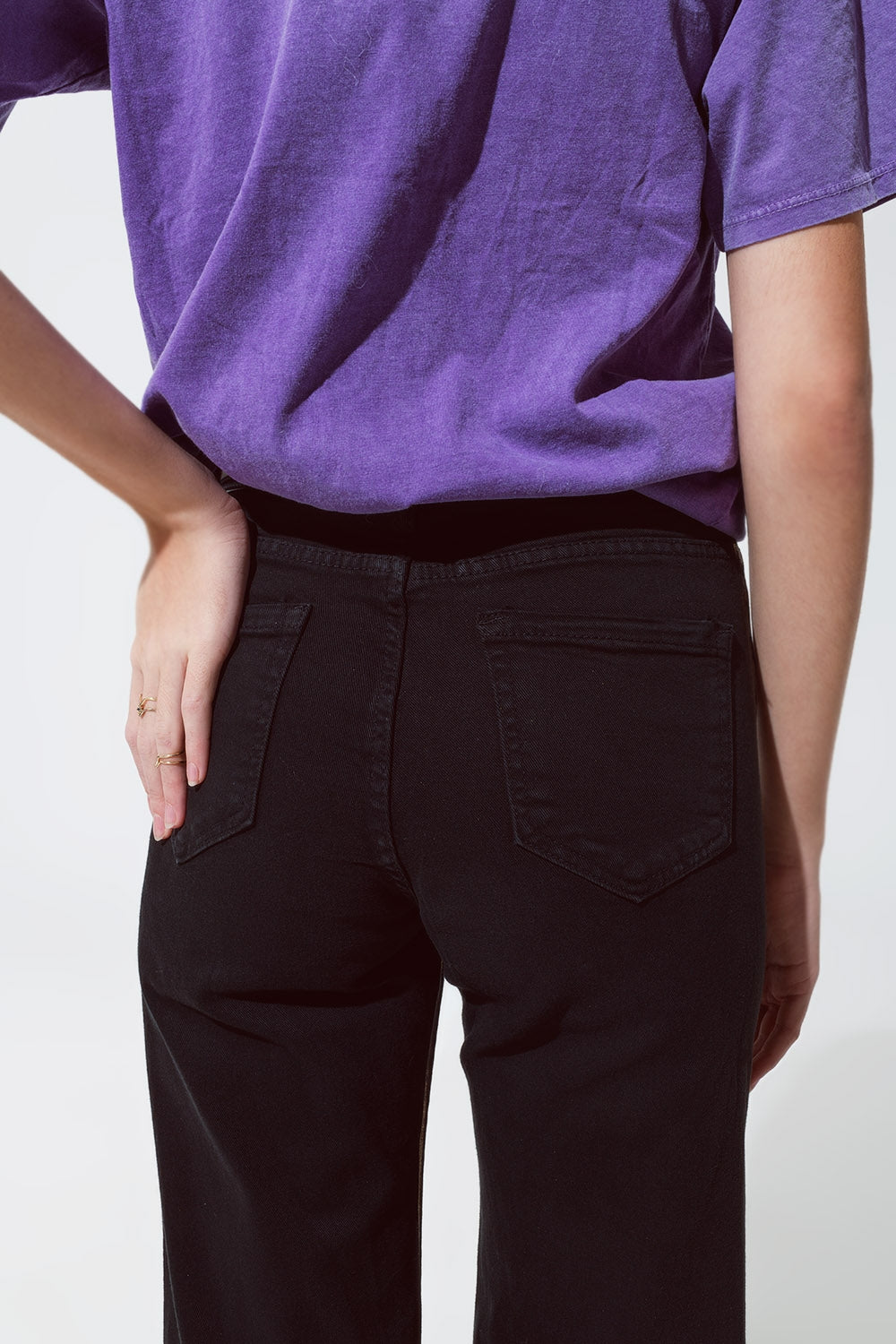 Black straight leg jeans with gold metallic glow - Jeans