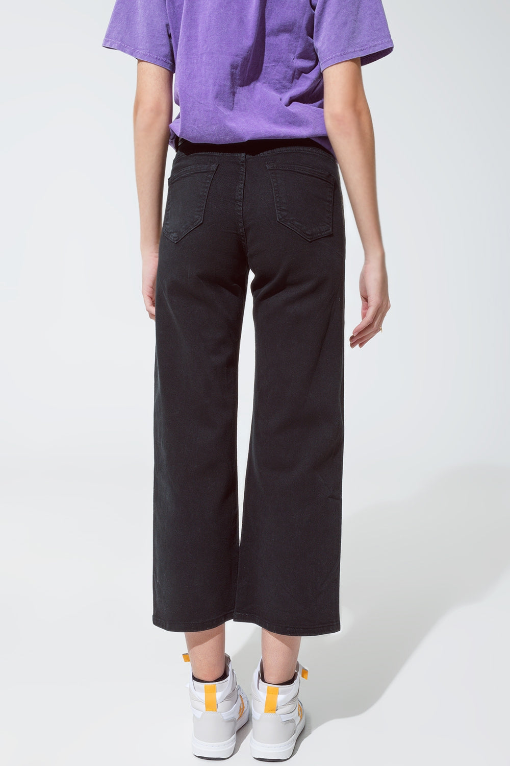 Black straight leg jeans with gold metallic glow - Jeans