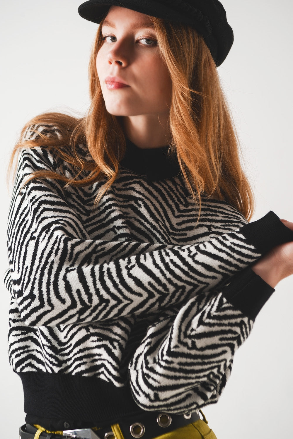 Black sweater with zebra pattern - Jumpers