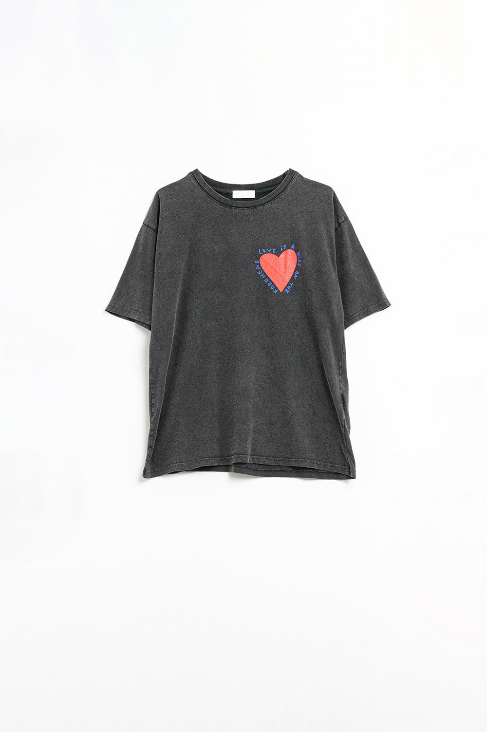 Black T-shirt featuring a heart design on both the front and back - T-Shirts