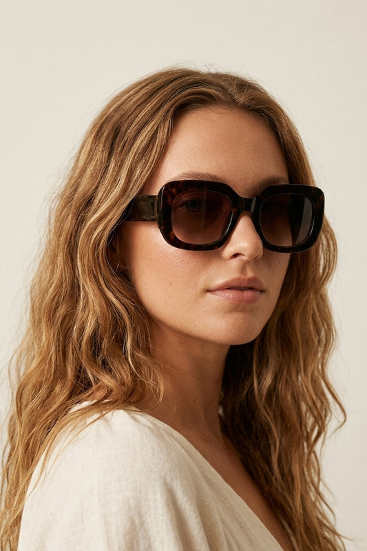 Black Tortoiseshell Acetate Square Frame Oversized Sunglasses - Accesorios