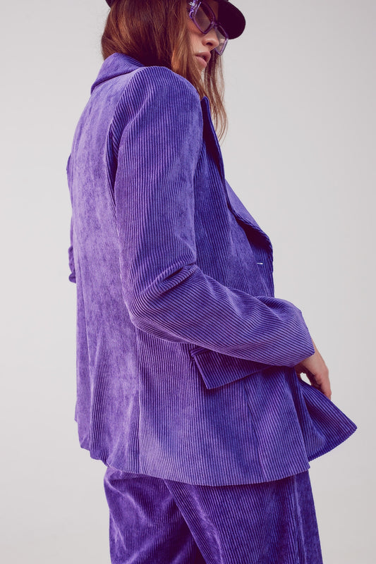 Blazer with vintage buttons in purple cord - Blazers