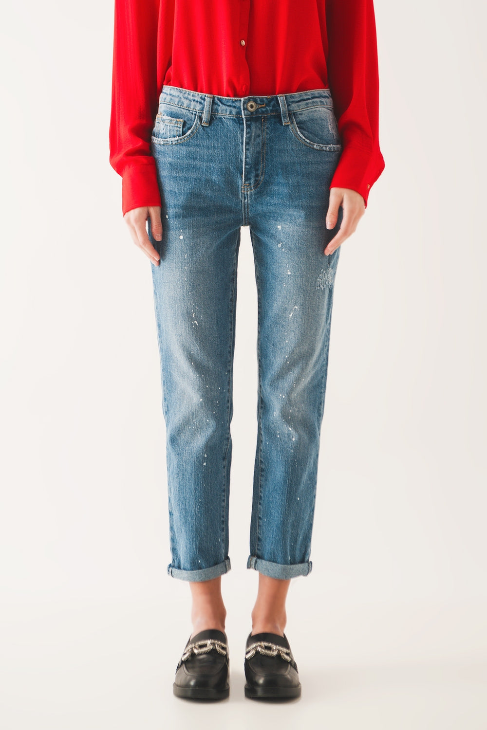 Bleach splatter mom jeans - Jeans