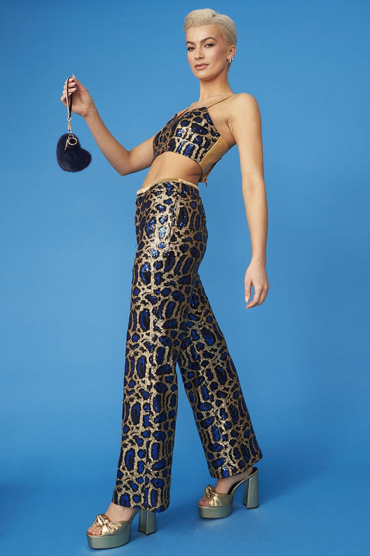 Fur Blue Bamboo Sequin GiGi Top for Women - Tops