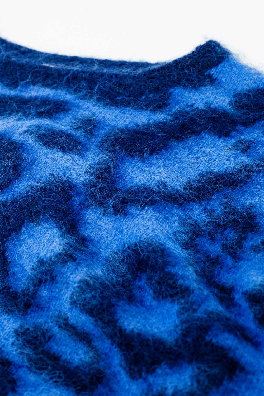 Blue Leopard print sweater made of knitted fabric with wool - Jumpers