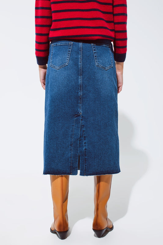 Blue maxi demin skirt with a long zipper chunky zipper down the front in Medium wash - Skirts