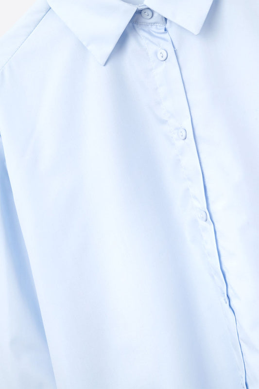 Blue poplin shirt with extra-wide cuffs - Shirts