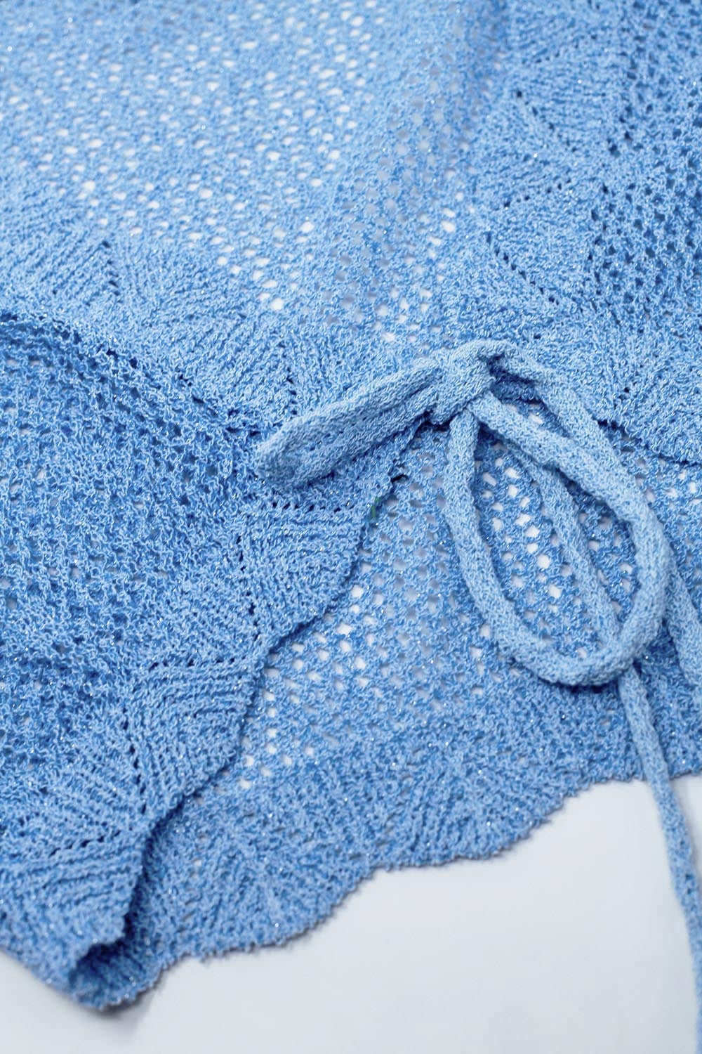 Blue short crochet cardigan with lurex detail - Cardigans
