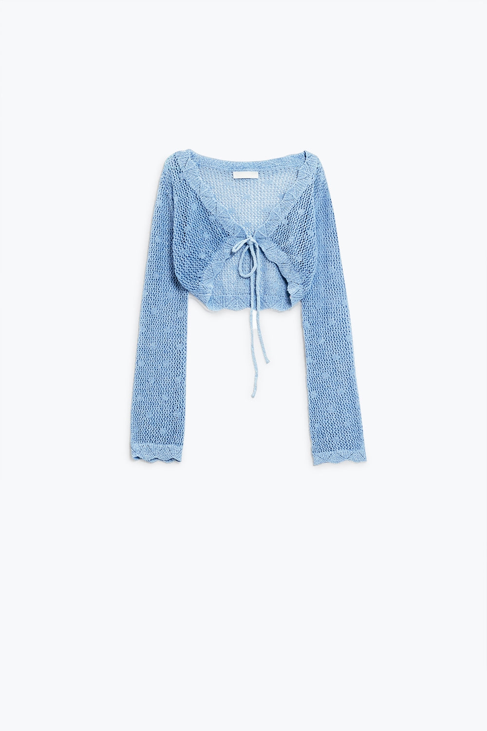 Blue short crochet cardigan with lurex detail - Cardigans