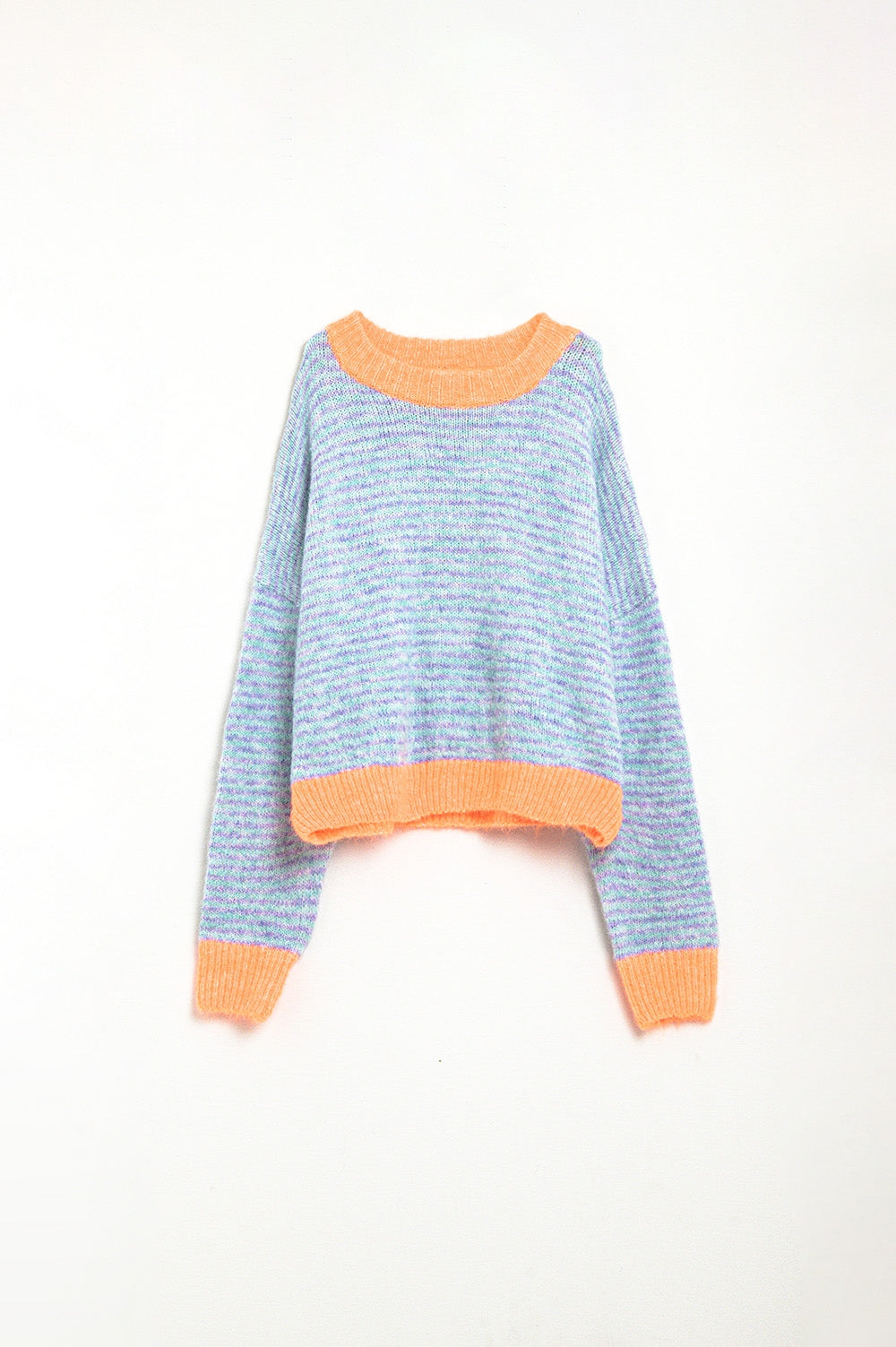 Oversized light blue/orange knit sweater - Jumpers