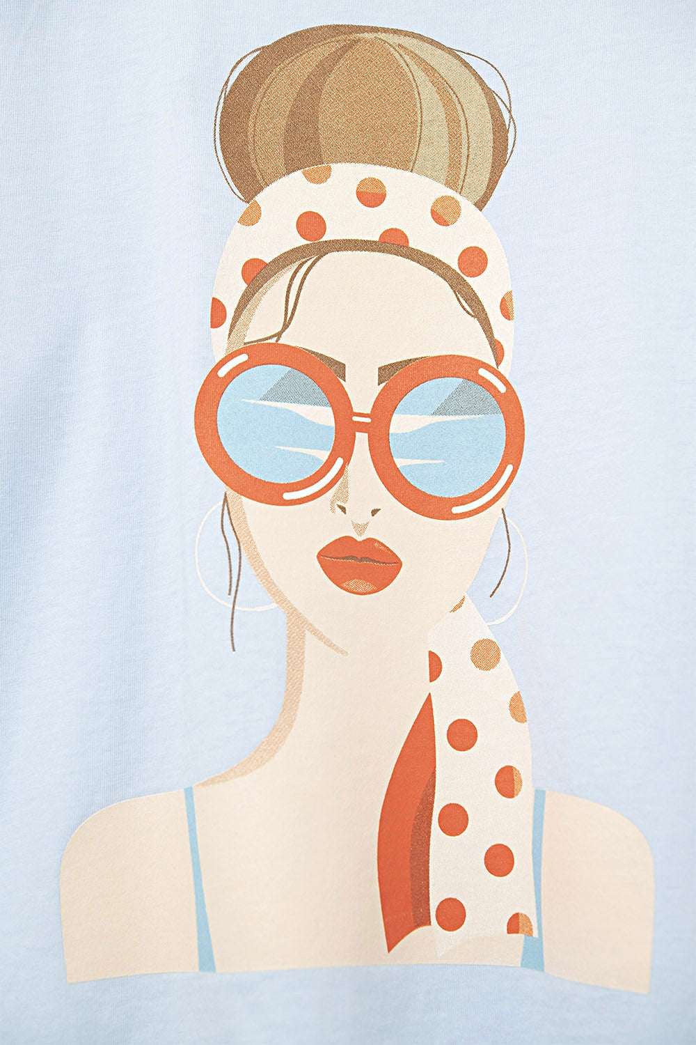 blue T-shirt made in Italy with a vintage girl graphic - T-Shirts