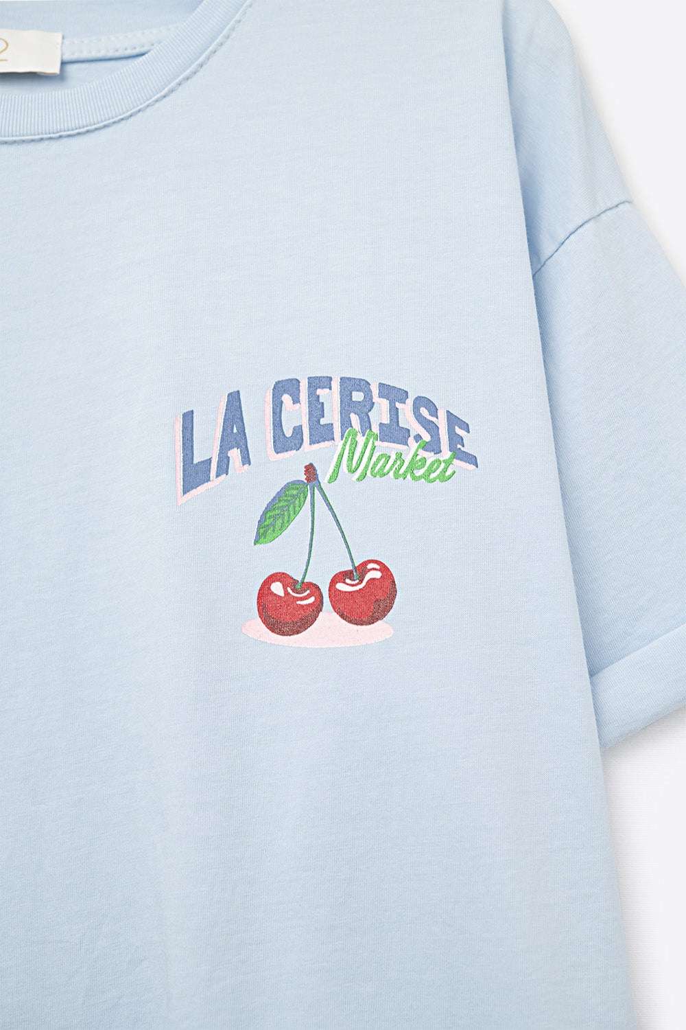 Blue T-shirt with La Cerise Market Saint-Tropez graphic - Tops