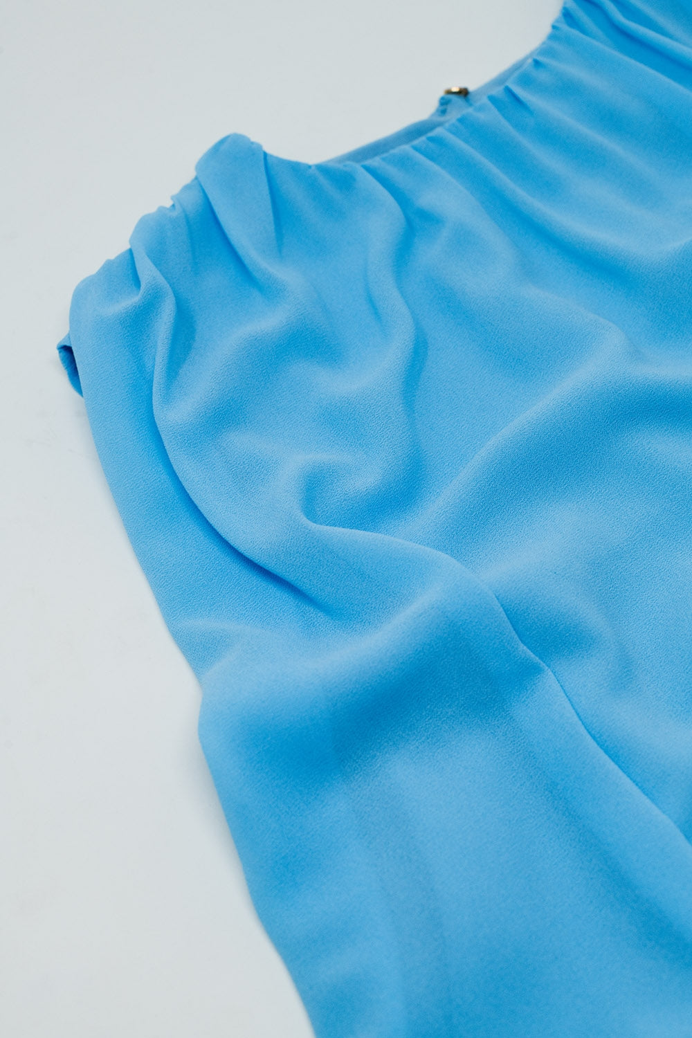 Blue Top With Ruche Design - Tops