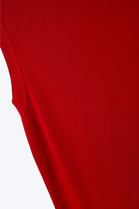 Boat Neck Comfy Ribbed Top in Ruby Red - Sweaters